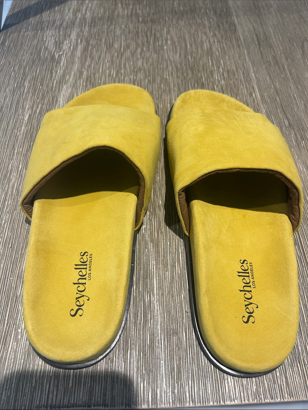 NWT Seychelles Mustard Yellow Suede Slide Mules